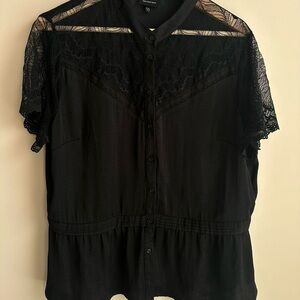 Who What Wear Black Lace Blouse